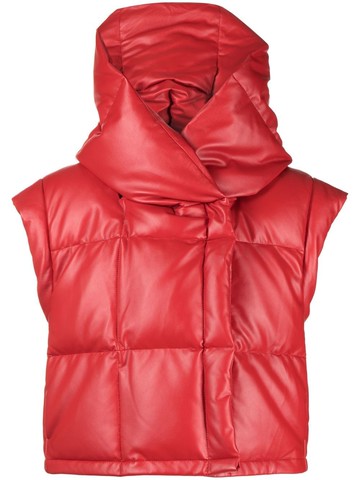 Goen.J - Vegan-leather quilted-down gilet - women - Polyurethane/Goose Down - S - Red