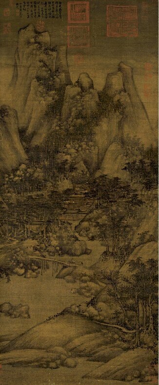 仿古畫 復制 絹本 畫心 唐 閻立本 蕭翼賺闌亭圖 60-145厘米 裝飾