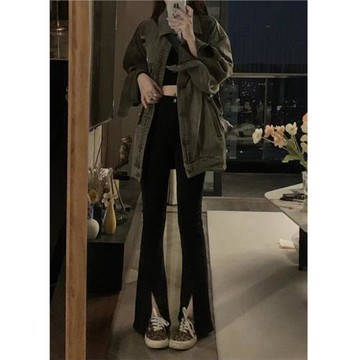 黑灰色破洞牛仔外套男潮高級感小眾工裝夾克春秋季美式廢土風上衣