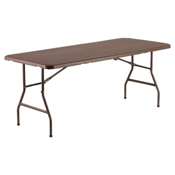 AMOS 仿藤手提折疊戶外露營餐桌 180cm 寬大桌面  棕色