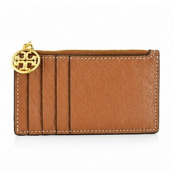 TORY BURCH MILLER荔枝紋卡片零錢夾(棕)