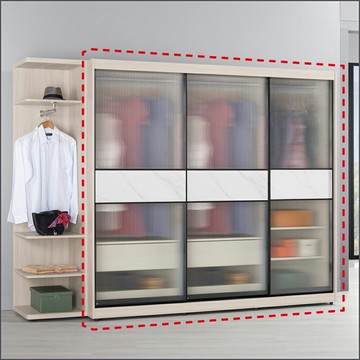 7尺鋁框滑門衣櫥 收納衣櫃 儲物衣帽間 玻璃櫃子 玻璃門衣櫥【149A0419】Leader傢居館149-A213+A213+A209