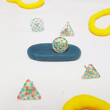 水玉 01 - 塗鴉 透明 手繪 迷你插畫 耳環 醫療鋼  ( 耳針、耳夾