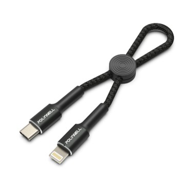 POLYWELL Type-C To Lightning 極短收納PD快充線 12公分 適合行動電源