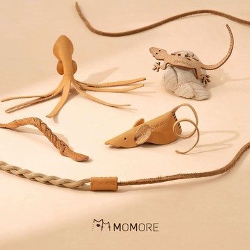 【MOMORE毛孩摸摸】植鞣貓咪玩具禮盒 (原色皮革) 『LINE禮物獨家組合』
