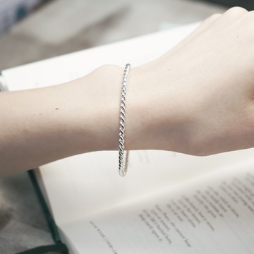 ART64 純銀手環 典雅麻花 O型手環 女生手環 純銀手鐲