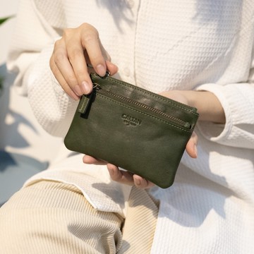 E7TH. 真皮雙層零錢包(075073cd)綠