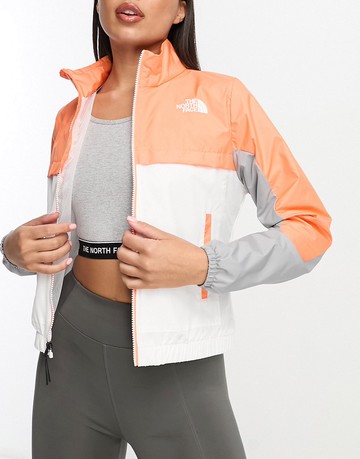 The North Face Training Mountain Athletic zip up wind jacket in orange and grey
