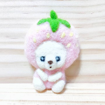 草莓白熊寶寶-羊毛氈 別針