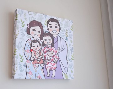 留住全家最幸福的旅行時光 客製化手繪無框畫 家庭旅遊紀念 孩子