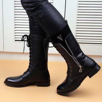 新款高筒加絨尖頭韓版潮流男長靴英子倫時尚靴內增高男皮靴馬丁靴