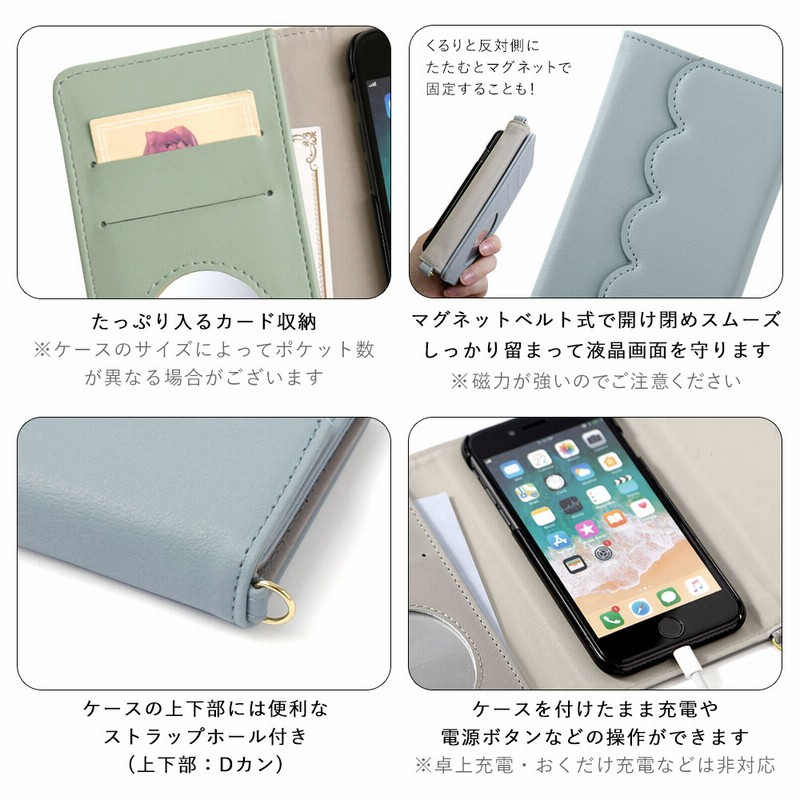 ミラー 鏡 シール 手帳型と購入 ポリカーボネート カード iPhoneケース アイフォン