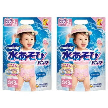 Moony 滿意寶寶 玩水褲褲型尿布女童款 XL  6片