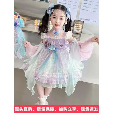 洛麗塔女童公主裙夏季連衣裙兒童吊帶蓬蓬紗裙小女孩美人魚裙子夏