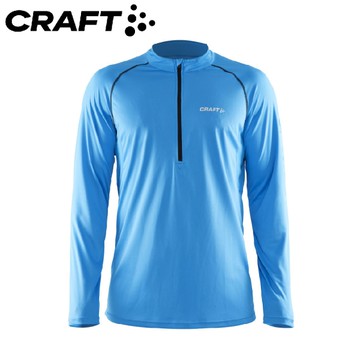 【CRAFT 瑞典 男 長袖拉鏈立領中層衣《藍》】1902495/保暖打底衣/彈性排汗衣/運動上衣