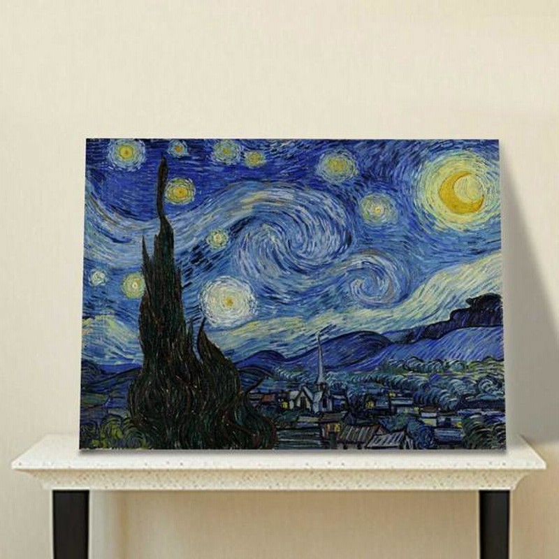 水晶絵　ゴッホ　「星月夜」　アートパネル　クリスタル　立体　絵画　アート　額縁 Yahoo!オークション - 水晶絵 ゴッホ 「星月夜」 アートパネル