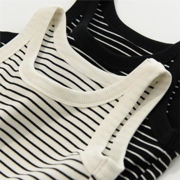 精梳棉 兒童條紋背心 男童女童圓領螺紋上衣 中大童 夏款童裝