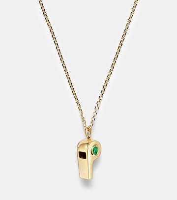 Anita Ko 18kt gold pendant necklace with emeralds