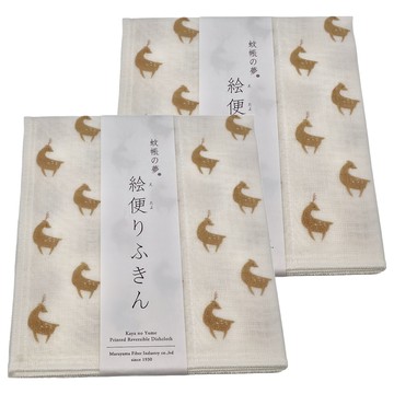 蚊帳的夢 Naramachi 丸山纖維 鹿 抹布 限定款  40 x 35cm  2個
