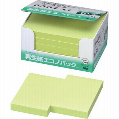 スリーエム　ジャパン ポストイット　再生紙ノート　７５×５０　緑１０冊