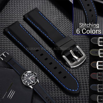 拼接矽膠錶帶 18mm 20mm 22mm 24mm 26mm 通用軟橡膠防水運動錶帶男士替換手鍊