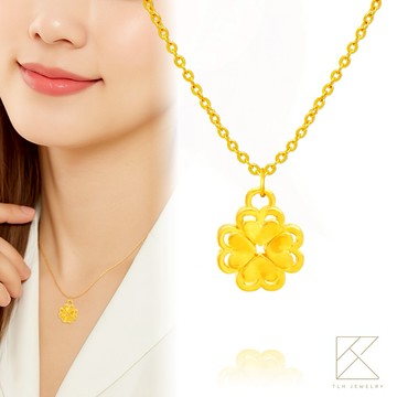 【快速出貨】【TLH】黃金墜項鍊 純金999多選 心動四葉草 約重0.07錢±0.01 (生日 情人節 送禮)
