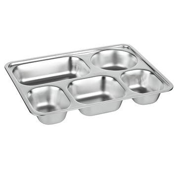 Plarar 深方型不鏽鋼餐盤 中型 5格  1個  均碼(28.2 x 22 x 4.1cm)  分隔型 銀色