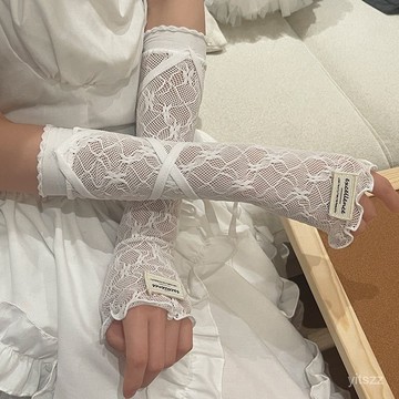 【臺灣有貨】袖套女韆禧年Y2K純慾甜酷辣妹字母標綁帶手袖洛麗塔遮瑕防曬冰袖