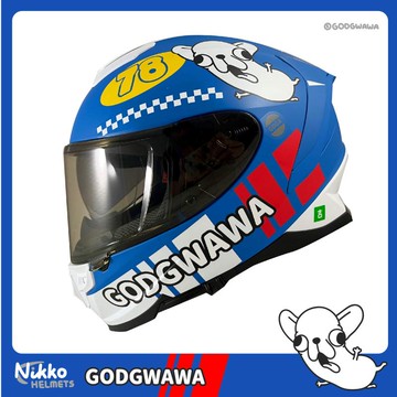 【2026年最新聯名款】NIKKO N806 Godgwawa 變種吉娃娃 飆風吉速 消光極夜藍 全罩式安全帽