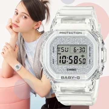 CASIO 卡西歐 BABY-G 輕奢閃亮錶盤 半透明 電子錶 女錶 BGD-565GC-7