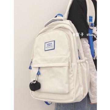 免運💯梨子日係大容量純色雙肩包女 韓版百搭書包男高中背包女 雙肩大學生 雙肩包 國高中生旅行外出日系ins國中大容量書包