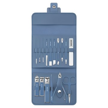 不鏽鋼修甲工具16件組 美甲護理套裝  1組  藍色
