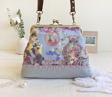 維多利亞 隨身 吻鎖口金包包 斜背包 肩背包 側背包 珠扣夾子包