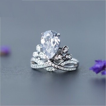 925純銀戒指水晶開口戒-高貴大方鑲鑽設計情人節生日禮物女飾品73dt78【獨家進口】【米蘭精品】