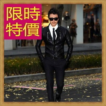 真皮皮衣羊皮夾克-立領修身時尚男機車外套62u81【義大利進口】【米蘭精品】