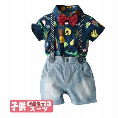 半袖スーツ 可愛い柄 春夏 子供スーツ キッズスーツ 男の子 フォーマルスーツ キッズ ベビー