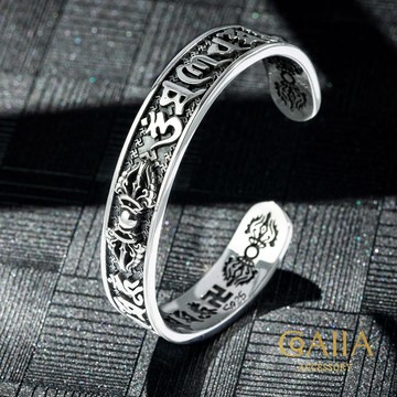 S925純銀。霸氣。六字辟邪金剛杵手環 | SH