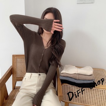 韓版顯瘦V領針織外套【J251】
