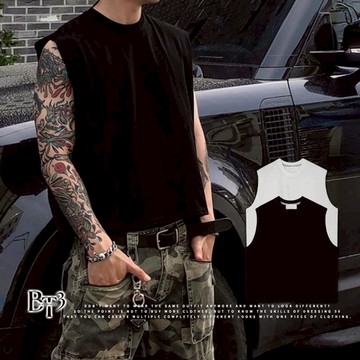 【BT3🇰🇷】BOXY 短寬背心 無袖背心 寬肩剪裁 短版背心 純棉背心 寬肩背心 黑色背心 白色背心【MN19】