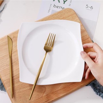 白色骨瓷西餐盤平盤碟子炒菜盤子陶瓷深盤飯盤牛排盤菜盤家用日式