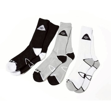 POLER ICON SOCKS 經典長襪 男襪 3件組 黑*白