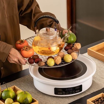 2024新款圍爐煮茶室內家用電陶爐烤火爐全套網紅烤奶玻璃茶壺套裝