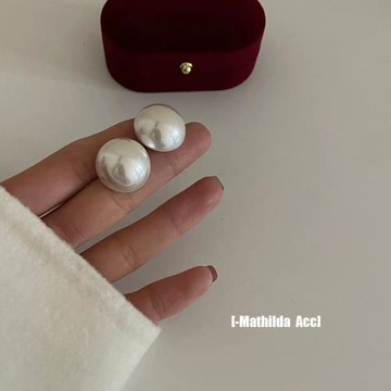 法式INS半顆整顆珍珠925銀針耳釘少女氣質仙氣炫彩珍珠耳環耳飾新