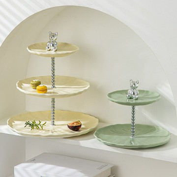 多層水果盤客廳茶幾零食擺放盤陶瓷家用糖果盤輕奢前臺點心甜品臺