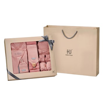 ku.ku duckbill 酷咕鴨 plus竹纖羅紋成長懶人包巾禮盒16件組  1入  自然粉