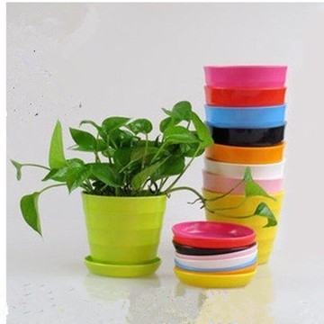 陶土風格圓形花盆 環保樹脂塑料花盆 塑料陽臺花盆 種菜盆送托盤