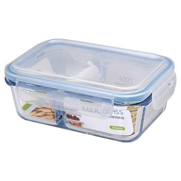 NEOFLAM CLOC系列 耐熱玻璃分隔保鮮盒 840ml  1個