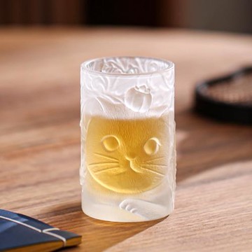 貓咪玻璃小茶杯主人杯單杯個人水杯粉專用功夫茶具高檔杯子品茗杯
