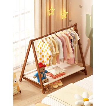 兒童掛衣架臥室落地式小型衣帽架簡易衣服置物架床邊晚上放衣神器