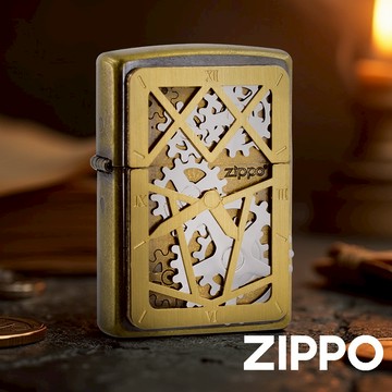 ZIPPO 機械齒輪(金)防風打火機 機械齒輪 時鐘元素 組合設計 華麗的復古感 終身保修 ZA-6-O46